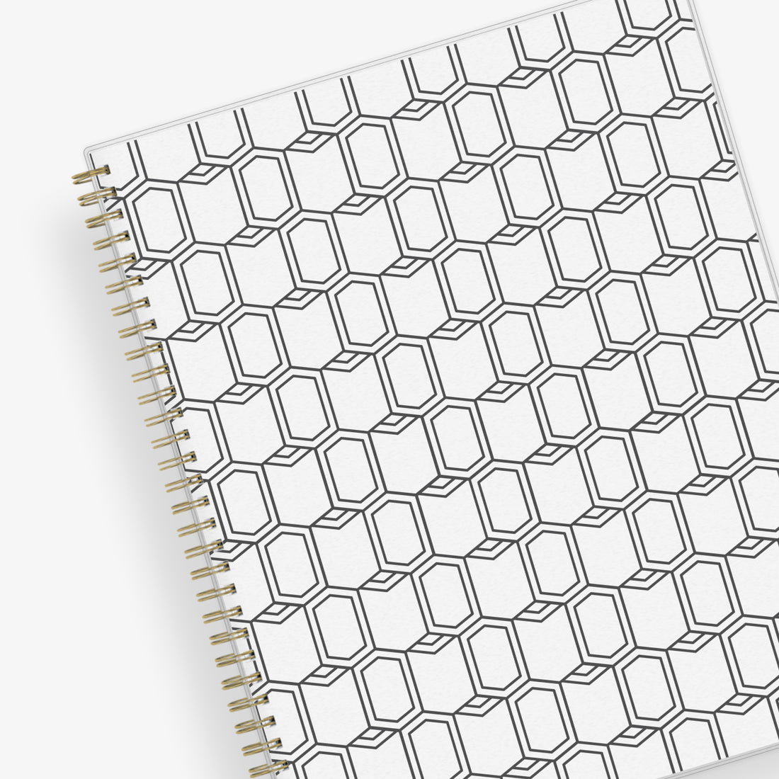 The 2024 appointment book from Blue Sky features a flexible geometric front cover designand twin gold wire-o binding