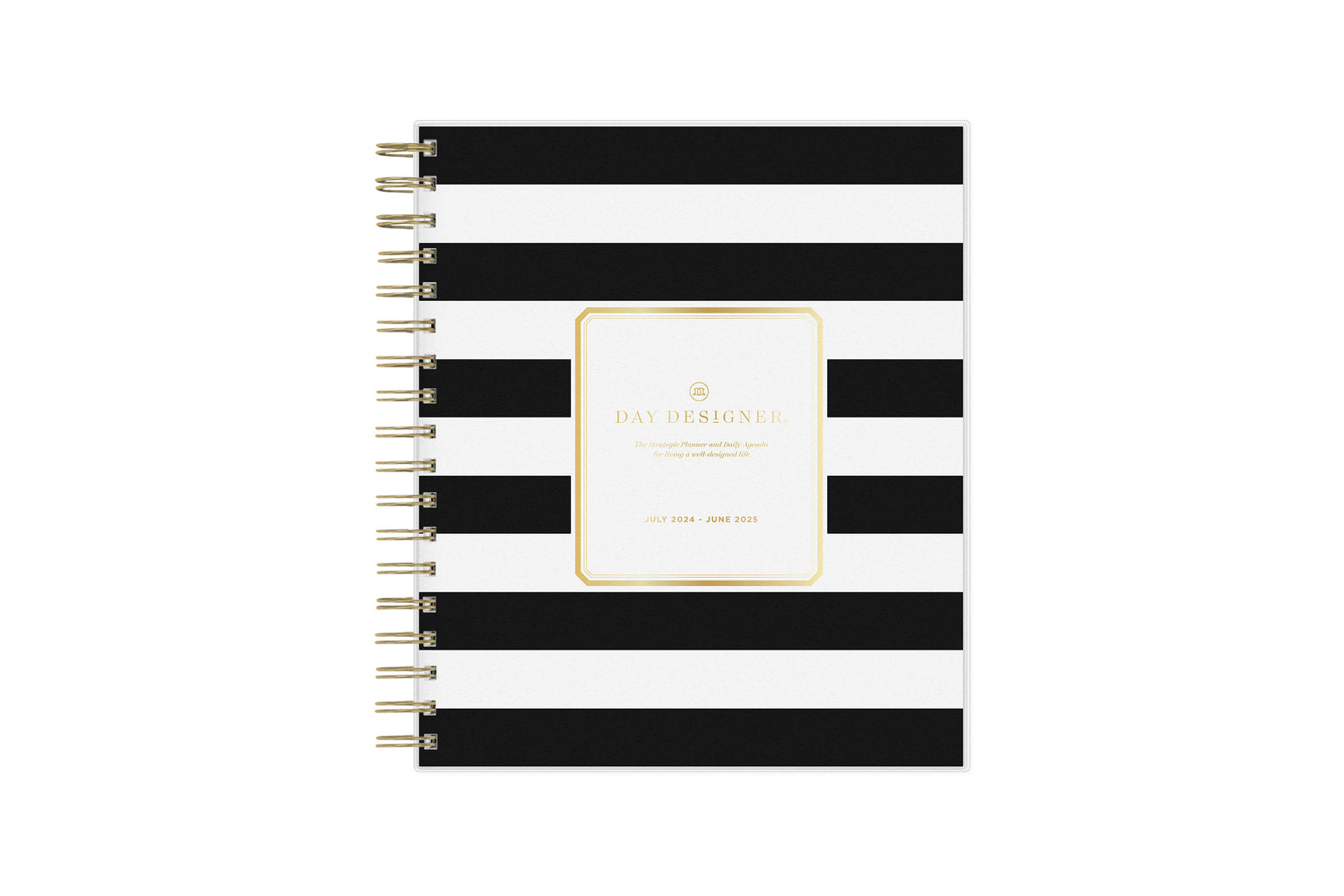 daily academic planner featuring black stripes front cover from Day designer for blue sky in a 8x10 planner size Day Designer for Blue Sky brand, July 2025 - June 2026