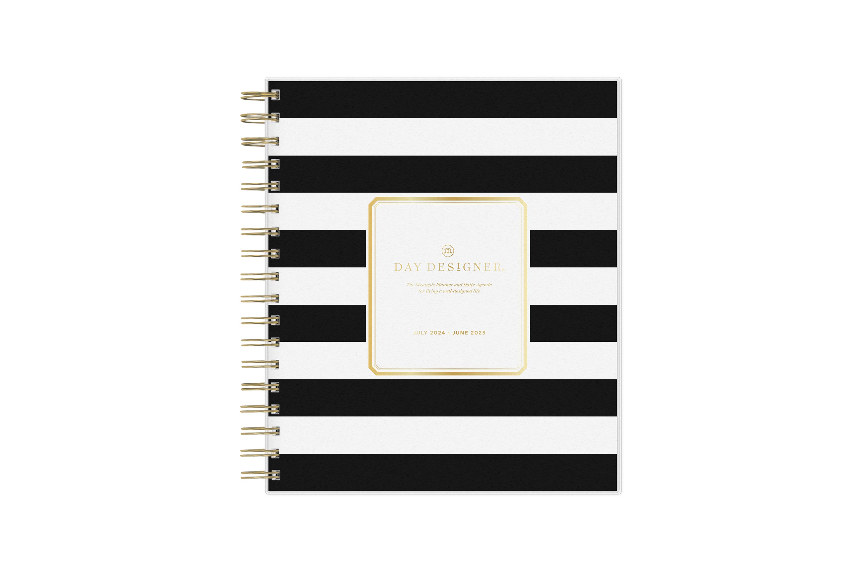 daily academic planner featuring black stripes front cover from Day designer for blue sky in a 8x10 planner size Day Designer for Blue Sky brand, July 2025 - June 2026