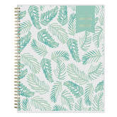 Planner with green palm leaf pattern on a white background in 8.5x11 planner size