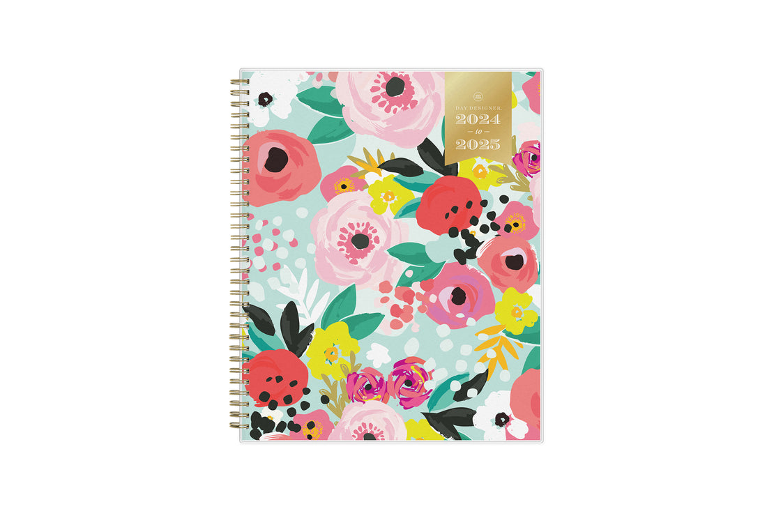 weekly monthly planner and organizer by Day Designer featuring a fun, floral front cover in 8.5x11 size