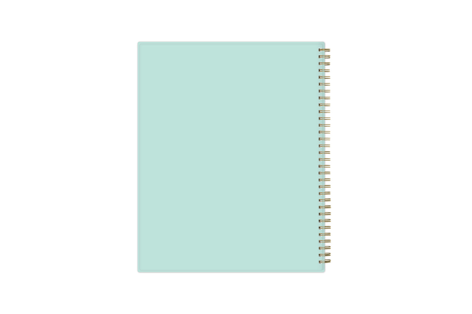solid mint back cover, gold twin wire o, binding