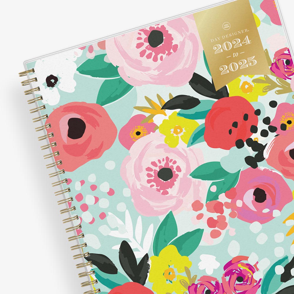 weekly monthly planner and organizer by Day Designer featuring a fun, floral front cover in 8.5x11 size for 2024-2025, Day Designer for Blue Sky