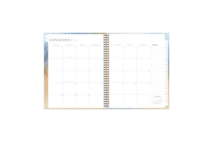 January 2024 - December 2024weekly monthly planner featuring a monthly spread boxes for each day, blank writing space, notes section, reference calendars, and light purple monthly tabs in 8.5x11 size