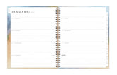 January 2026 - December 2026 weekly monthly planner featuring a weekly spread with lined writing space, notes section, reference calendars, and light purple monthly tabs in 8.5x11 size