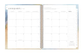 January 2026 - December 2026 weekly monthly planner featuring a monthly spread boxes for each day, blank writing space, notes section, reference calendars, and light purple monthly tabs in 8.5x11 size