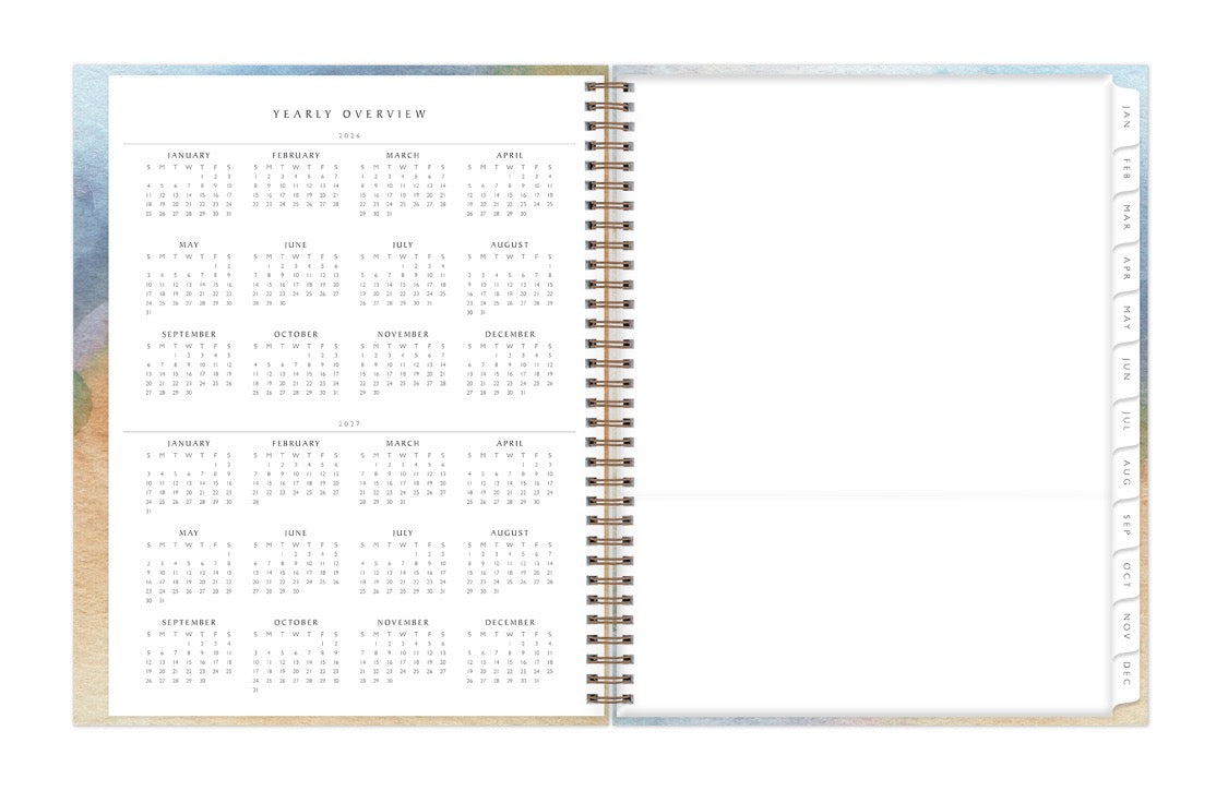 2026 and 2027 yearly overview calendar and storage pocket