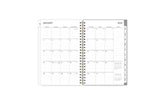 This January 2025 - December 2025 weekly monthly planner features a monthly spread with blank writing space for each day, lined notes section, reference calendars, and monthly tabs for easy navigating in a 5x8 planner size