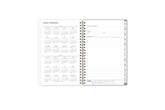 This 5x8 2025 weekly monthly planner featuring a yearly overview for both 2025 and 2026, a yearly goals recap to review end of the year, and contact page.