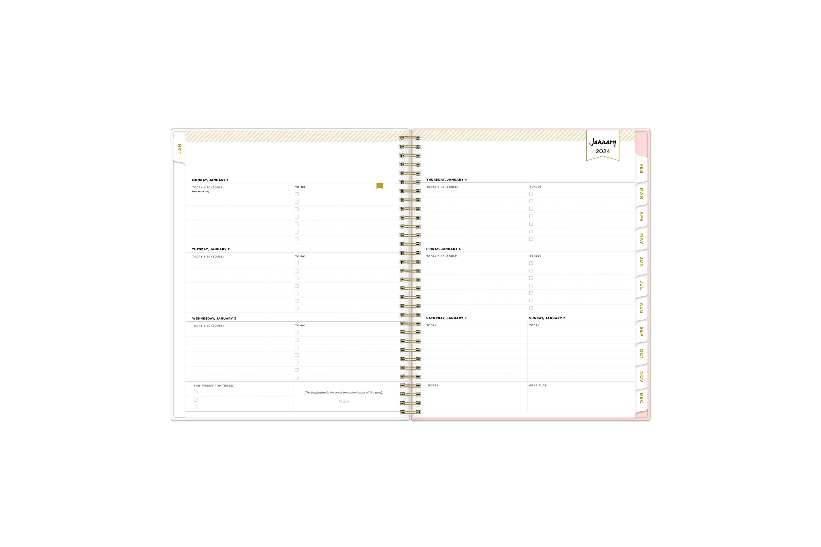 Agenda Abstract A6 2023-2024 - Beige - Rose Avril