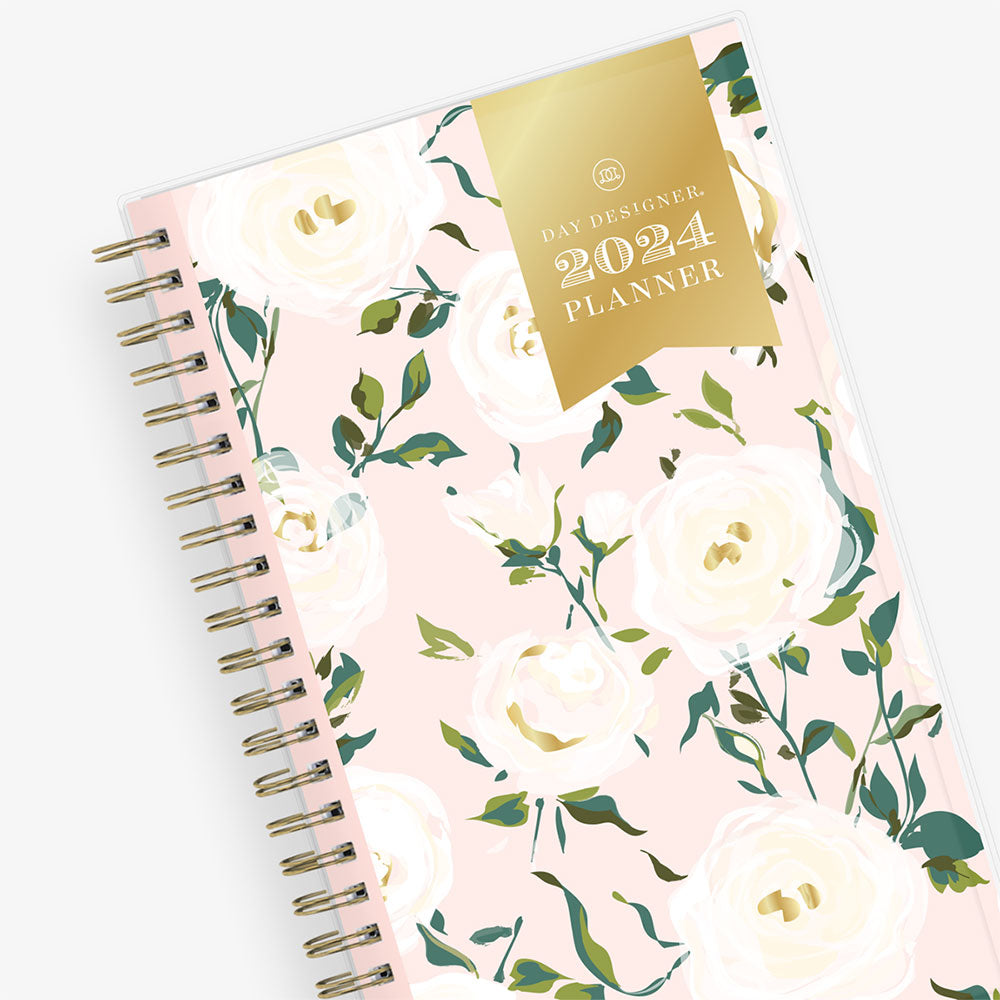 Coming Up Roses Blush 2024 Weekly Monthly 5x8 Day Designer for Blue Sky Planning Calendar