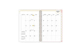 January 2024 - December 2024 weekly monthly planner featuring a monthly spread boxes for each day, lined writing space, notes section, reference calendars, and light light pink monthly tabs in 5x8 size