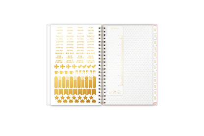 weekly monthly 2024 planner featuring snap in book mark, paper pocket, and two sticker sheets