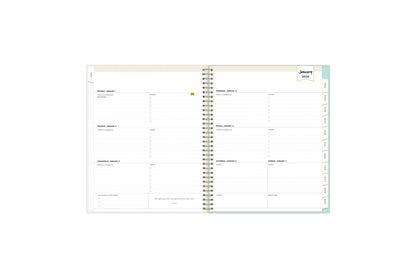 January 2024 - December 2024 weekly monthly planner featuring a weekly spread boxes for each day, lined writing space, notes section, reference calendars, and white monthly tabs in 8.5x11 size