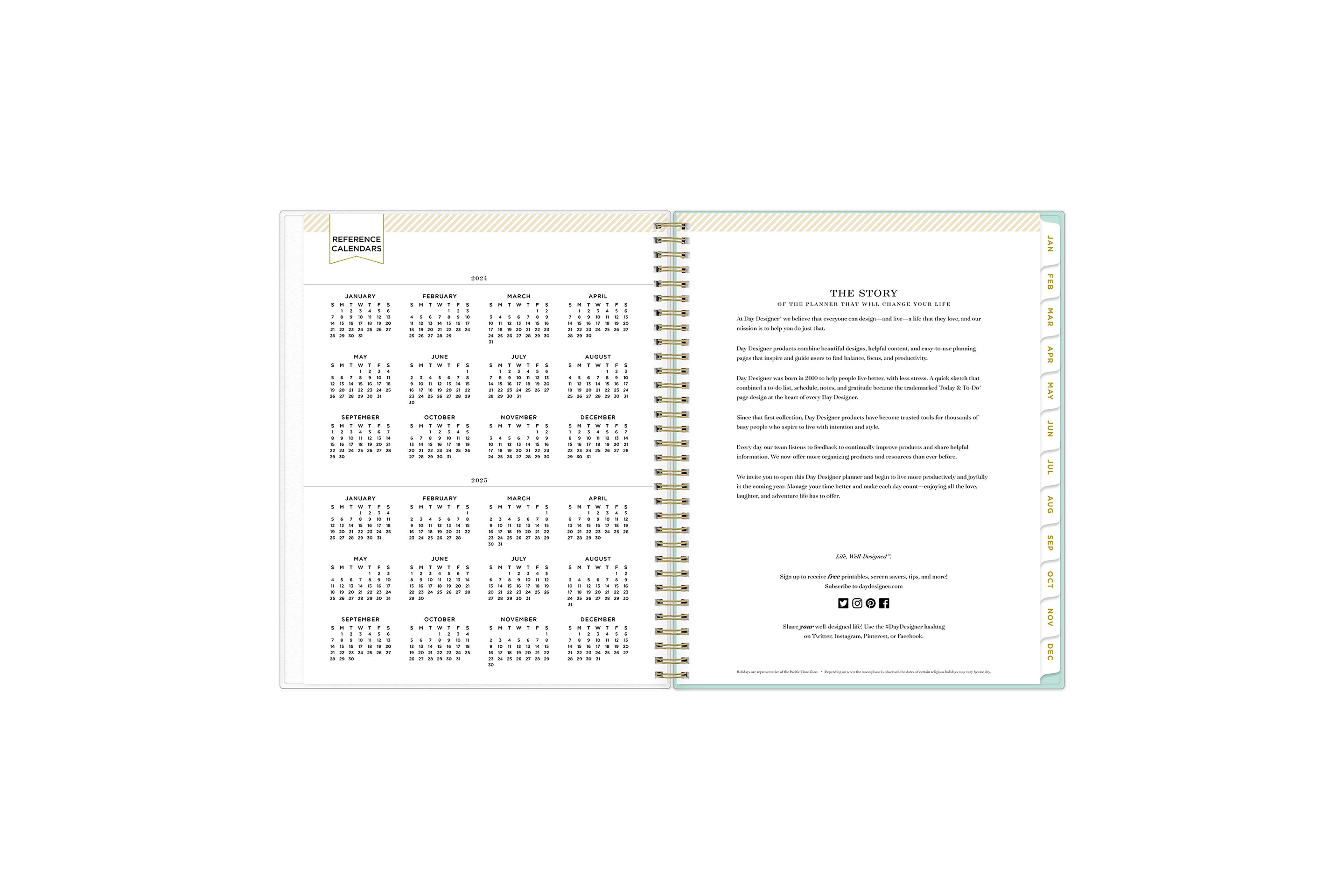 2024-2025 yearly overview spread featuring a view of all the months on one page.