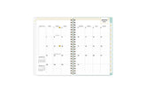 January 2024 - December 2024 weekly monthly planner featuring a monthly spread boxes for each day, lined writing space, notes section, reference calendars, and light blue monthly tabs in 5x8 size