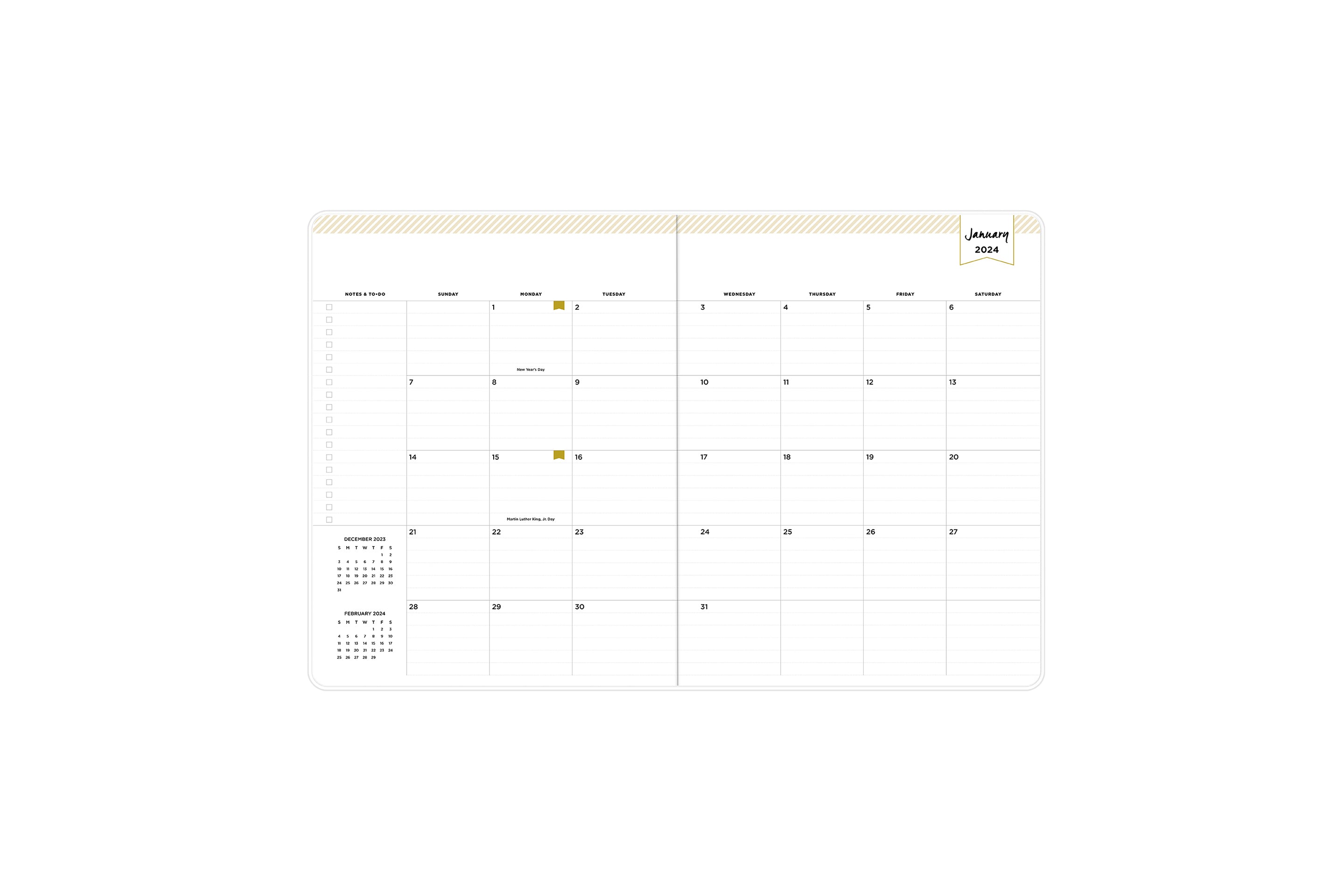 Secret Garden Mint 2024 Monthly 8.5x11 Day Designer for Blue Sky Planning Calendar