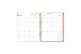 January 2024 - December 2024 weekly monthly planner featuring a monthly spread boxes for each day, lined writing space, notes section, reference calendars, and pink monthly tabs with white text in 8.5x11 size