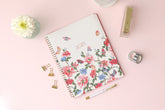 2025 blue sky floral cover and grey background weekly monthly planner in 8.5x11 planner size