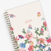 2024 blue sky floral cover and grey background weekly monthly planner in 5x8 planner size