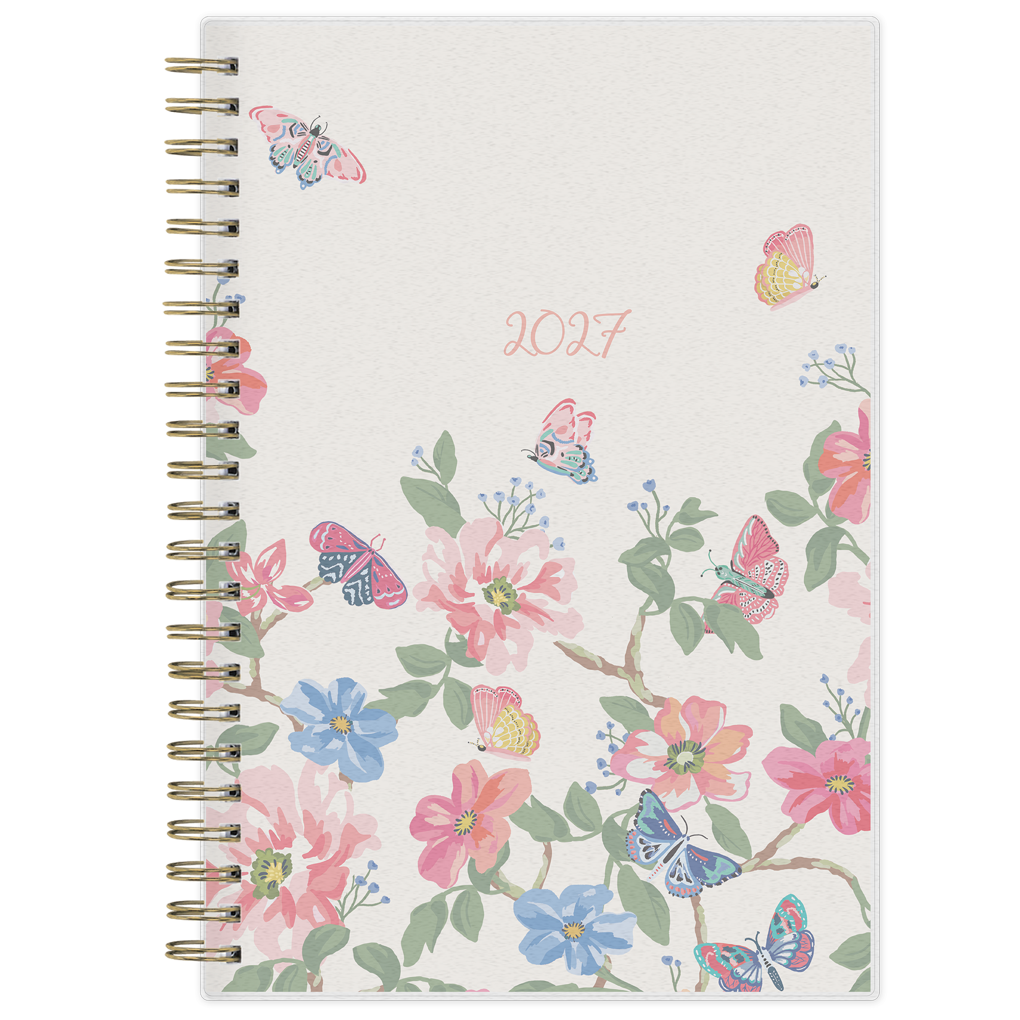 floral front cover with butterflies on this 2027 planner in 5x8 size