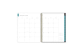 the kelly ventura 2024weekly monthly planner features a monthly overview featuring, clean blank writing space, notes section, reference calendars, and teal monthly tabs, perfect for planning year in year out.