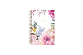 The kelly ventura 2024 weekly monthly planner for blue sky features beautiful watercolored floral cover with gold twin wire-o binding in a 5x8 planner size.