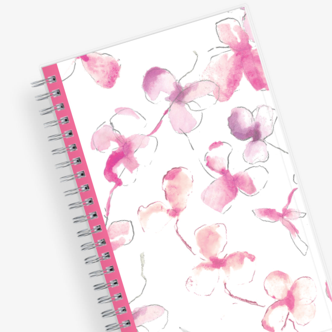 breast cancer awareness 2024 planner by blue sky featuring beautiful pink orchids and white background on the front cover in a 5x8 size
