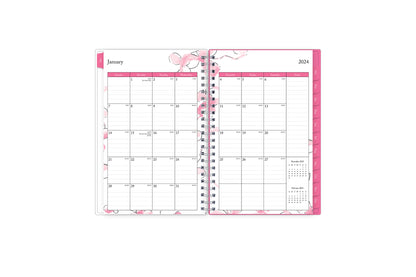 Featuring a January 2024 to December 2024 monthly view, there is lined writing space for each date, a notes section, reference calendars, and teal monthly tabs 5x8