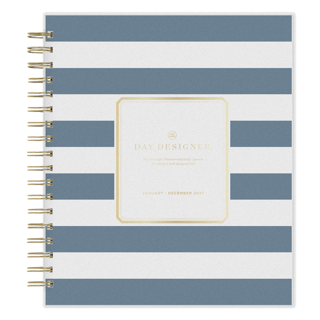 Rugby Stripe Navy 2027 Daily Monthly 8x10 Day Designer Planning Calendar