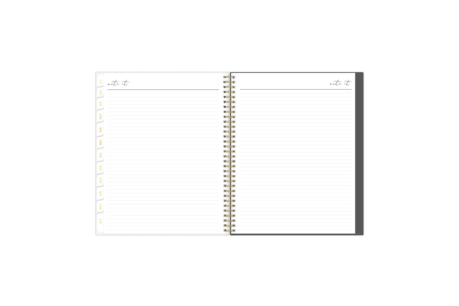Lined notes pages on the weekly monthly planner for July to June with ample writing space for any classroom planning, and note-taking