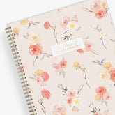 planner notes soft background and pink roses front cover gold twin wire o binding 8.5x11 planner size for July 2024 - June 2025 year