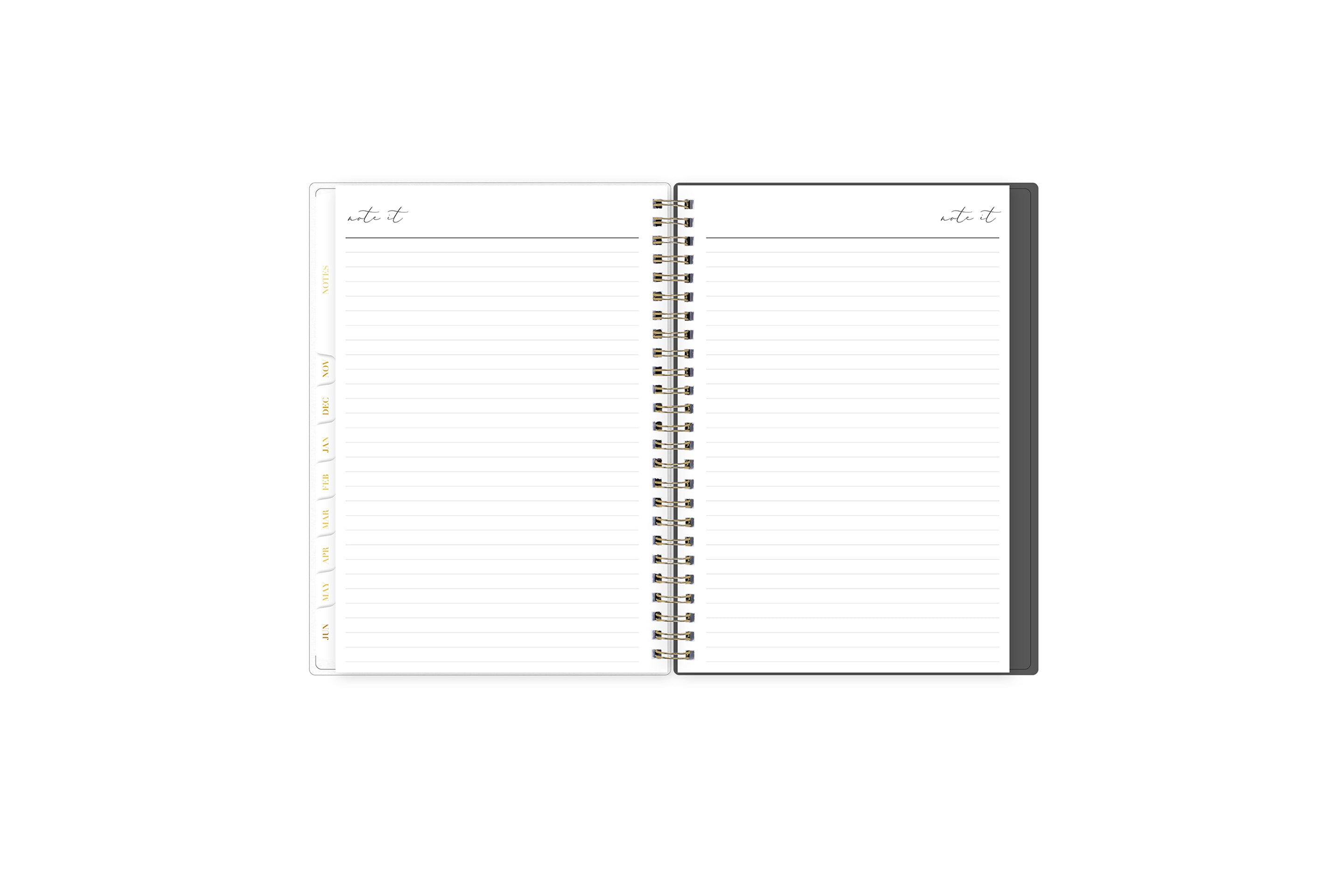 Lined notes pages on the weekly monthly planner for July to June with ample writing space for any classroom planning, and note-taking
