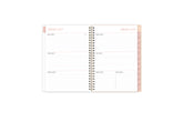 January 2024 to December 2024 weekly monthly planner featuring ample lined writing space, weekly to do list, notes section, and with pink monthly tabs 5x8