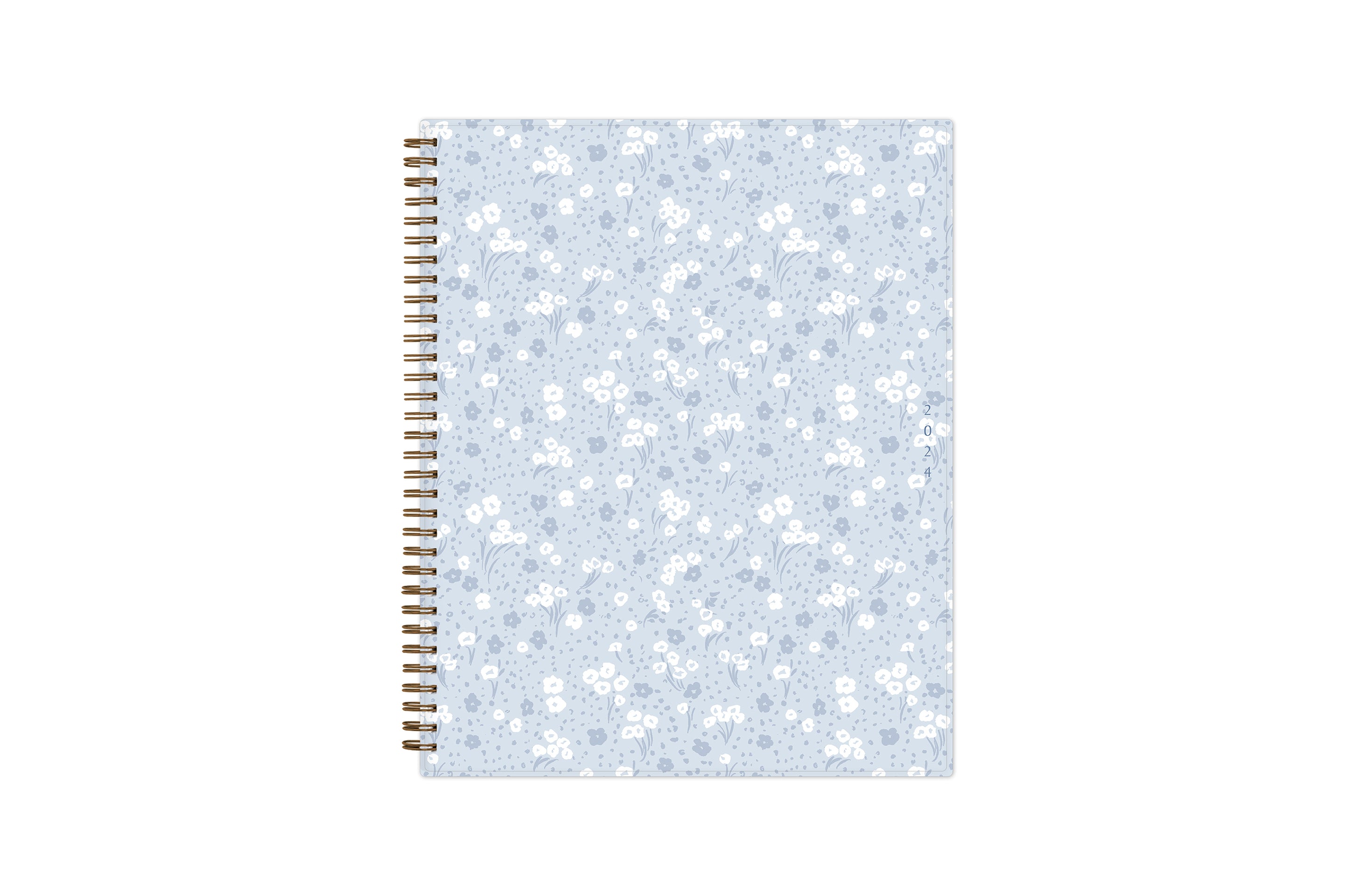 cute white poppy flower on a light blue background 8.5x11 planner size for Jan 2024 - Dec 2024