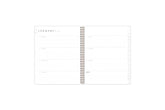 the 2024 weekly monthly planner by blue sky features a weekly spread with ample dotted lined writing space, lined notes section, reference calendar, and white monthly tabs