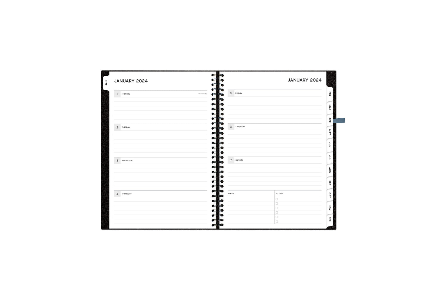 Aligned Black 2024 Weekly Monthly 5.875x8.625 Planner Notes
