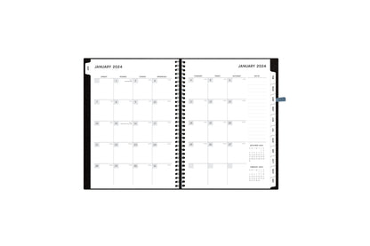 the aligned planner features a monthly overview with lined writing space and a full page of notes with both lined and dotted writing space perfect for planning the month