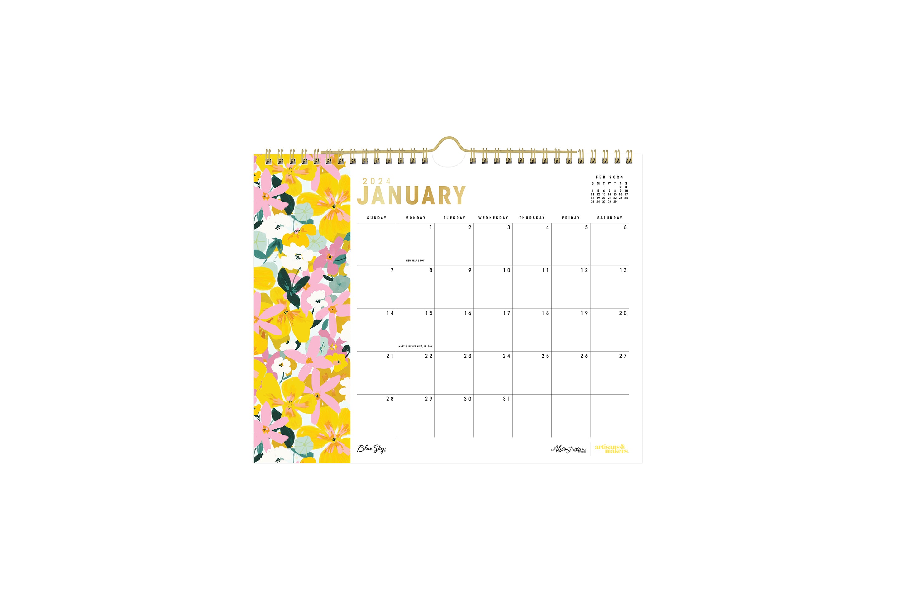 January 2024 to December 2024 monthly wall calendar 11x8.75