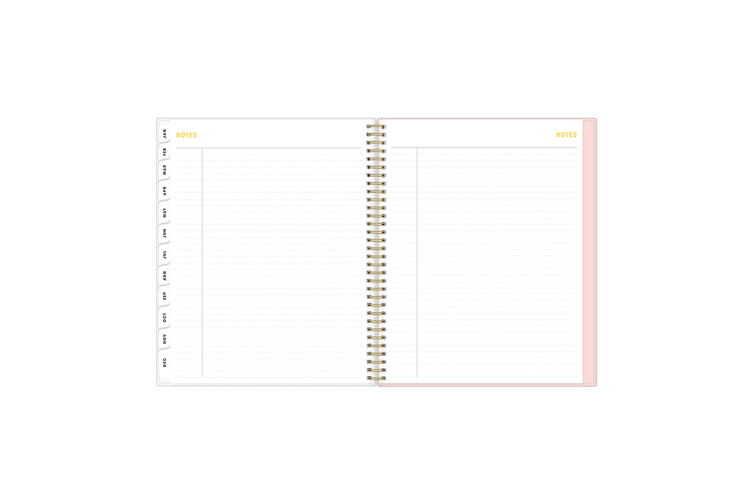 notes pages white monthly tabs