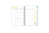 2024 planner featuring a monthly spread blank square dates for important not taking, deadlines, dates, reference calendar, gold wire=o binding, and white monthly tabs