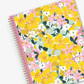 2024 planner weekly monthly featuring gold wire-o and yellow pink flowers 8.5x11