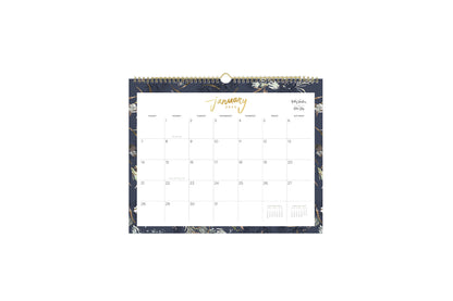 January 2024 - December 2024 monthly wall calendar featuring reference calendars and floral pattern border