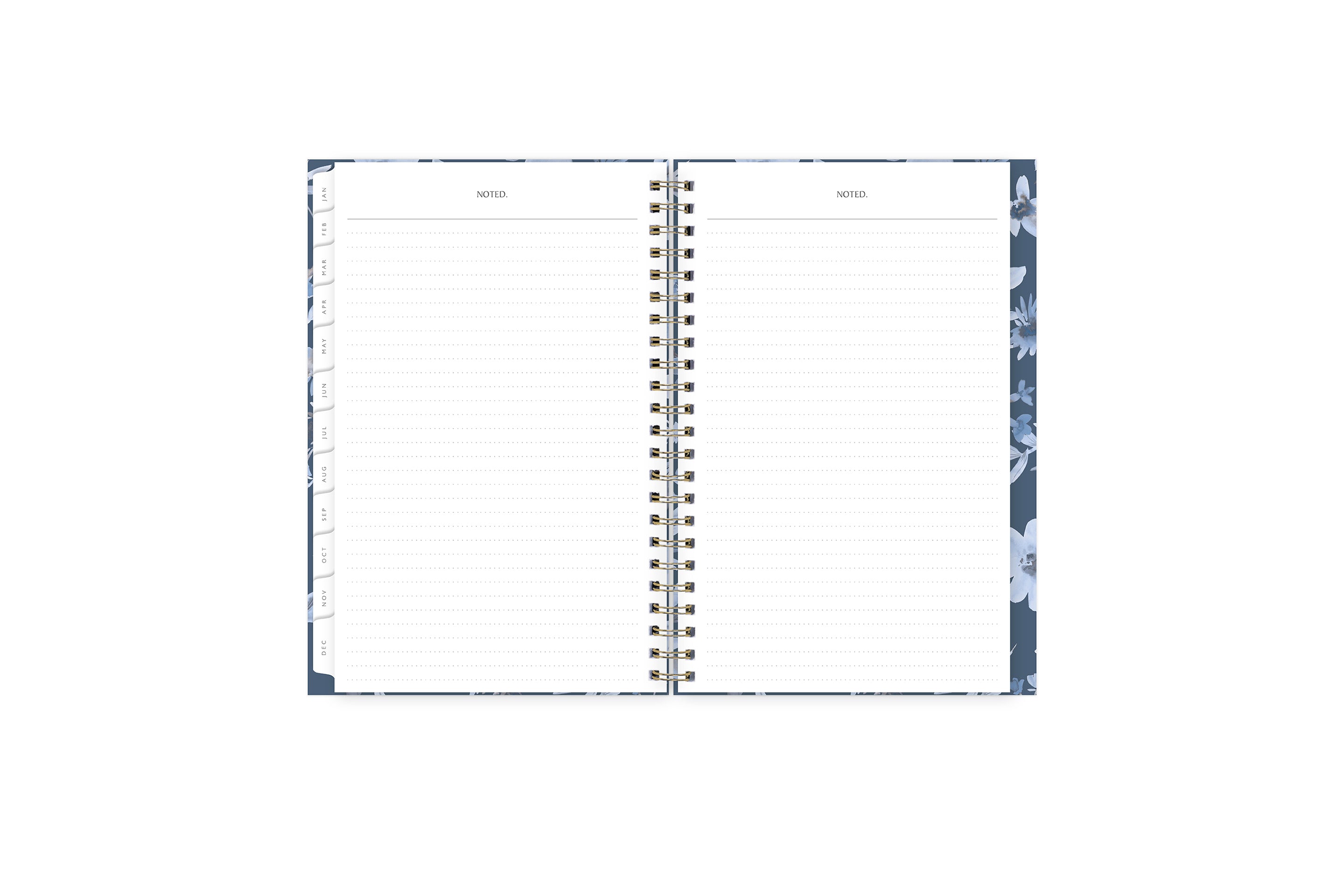dotted lined notes 2024 blue sky weekly monthly planner and white monthly tabs