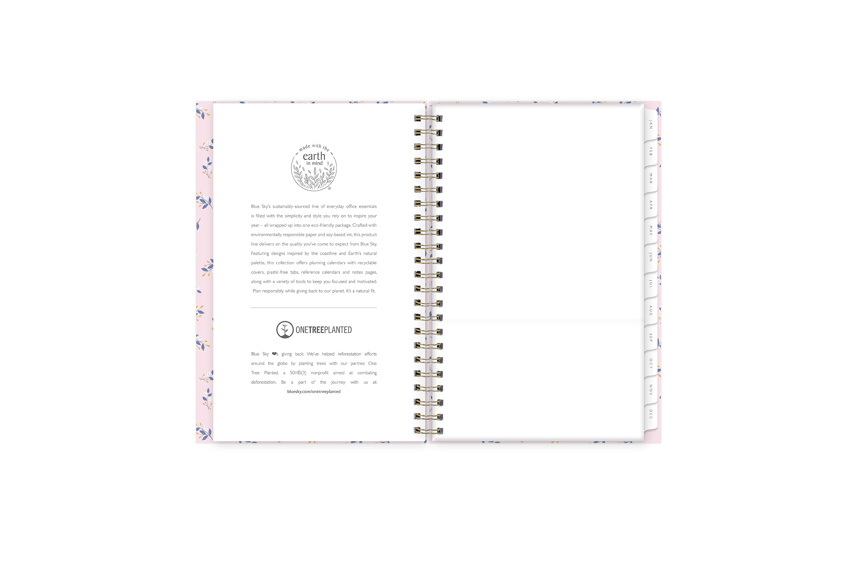 Branches Pink 2024 Weekly Planning Calendar 5 x 8 - Blue Sky Sustainability