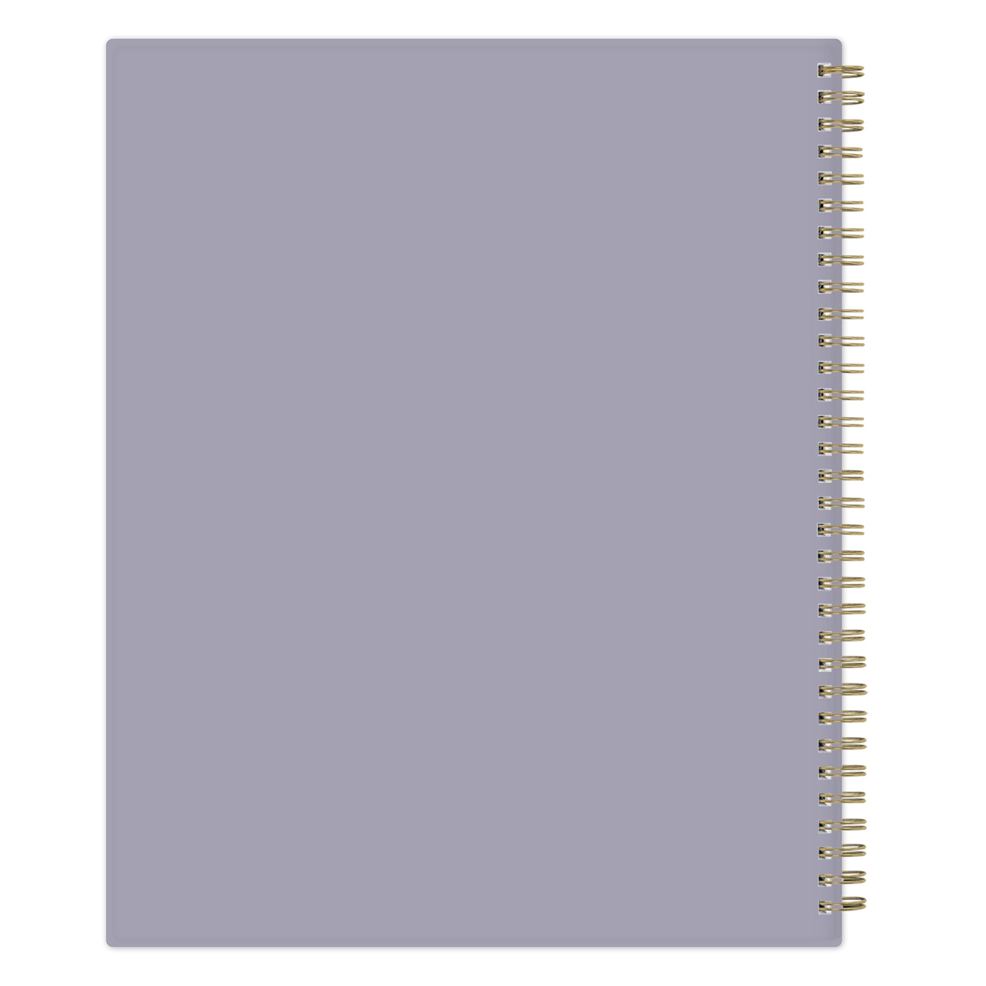 2026 weekly monthly planner featuring floral pattern and gold twin wire-o binding in 5x8 planner size purple background
