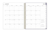 This January 2026 - December 2026 weekly monthly planner features a monthly spread with blank writing space for each day, lined notes section, reference calendars, and monthly tabs for easy navigating in a 8.5x11 planner size