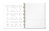 Open planner showing yearly overview with a white background 2026 and 2027 with storage pocket