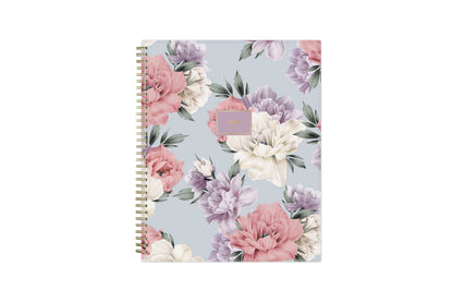 2024 weekly monthly planner featuring floral pattern and gold twin wire-o binding in 8.5x11 planner size