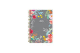 2024 blue sky floral cover and grey background weekly monthly planner in 5x8 planner size
